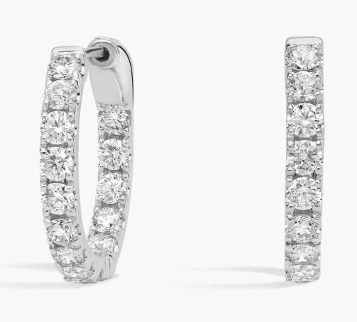 14K Gold Lab Grown Diamond Inside Out Hoops