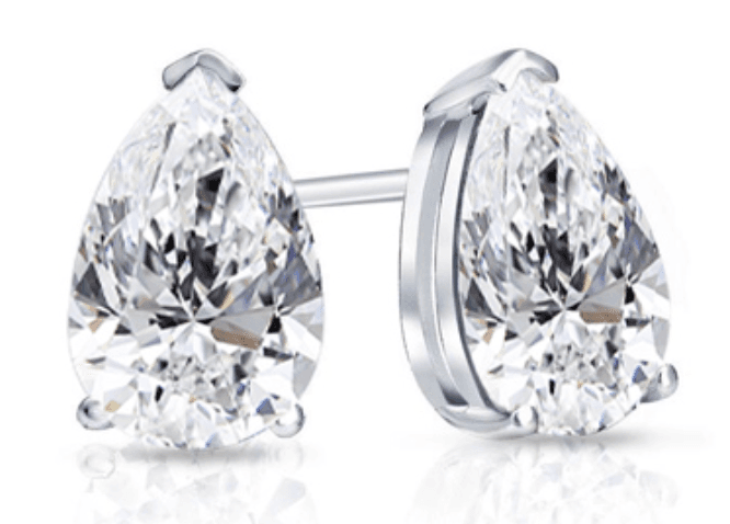 14K Gold Lab Grown Diamond Pear Solitaire Studs